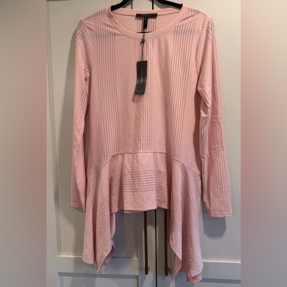NWT - BCBG Dusty Rose Open Jersey Knit Swing Flared Top - M
